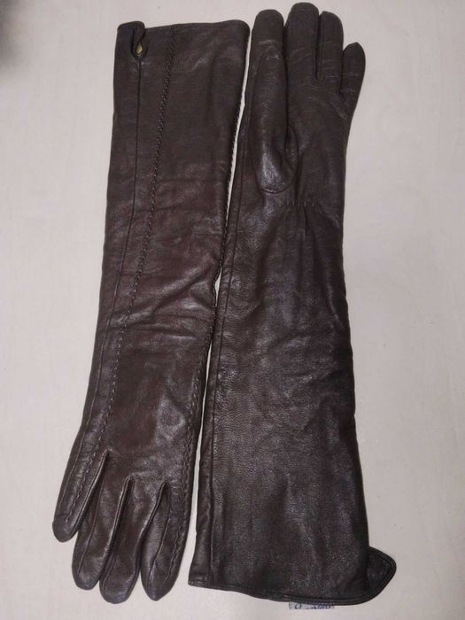 9 розмір Перчатки длинные кожаные Рукавиці довгі кожані