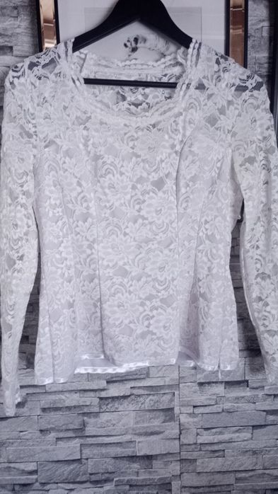 Bluzka góralska s 36 koronkowa ażurowa