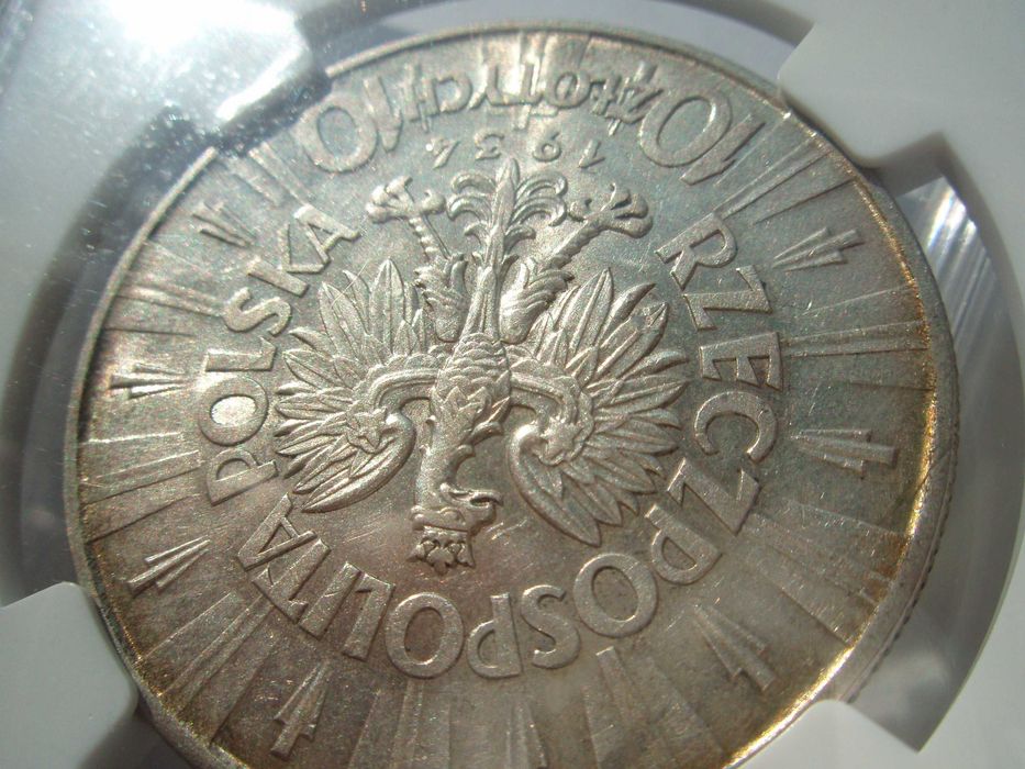 10 złotych 1934 orzeł urzędowy, NGC AU 53, rzadki rocznik
