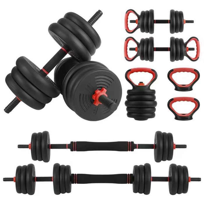 Hantle regulowane 2×20 kg — Zestaw 6w1: hantle + sztanga + kettlebell — NOWE