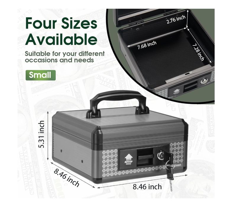 Skrytka na gotówkę Glosen z zamkiem, skrzynka na pieniądze na klucz