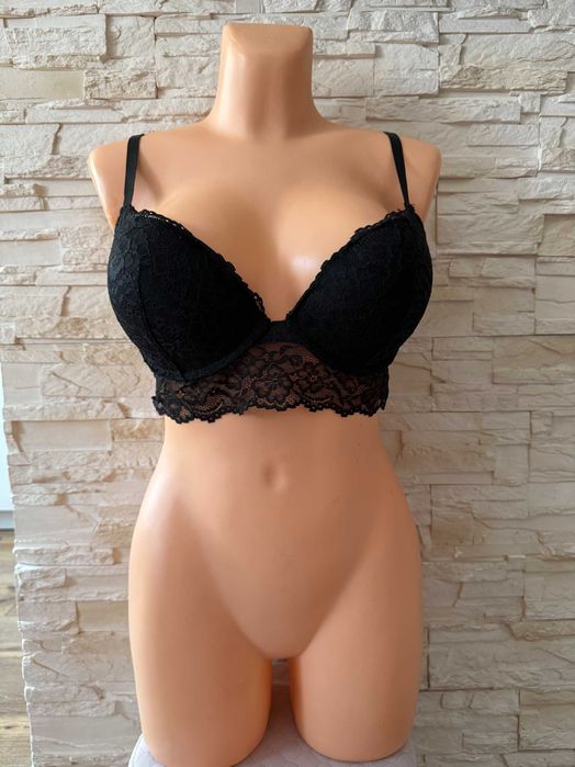 Biustonosz koronkowy czarny 75D H&M