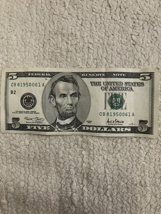 Nota de 5 Us dollars