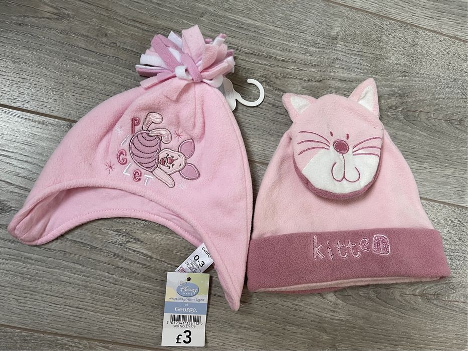 Новые деми шапочки на девочку Disney 0-3, 3-6 мес, шапка на мальчика