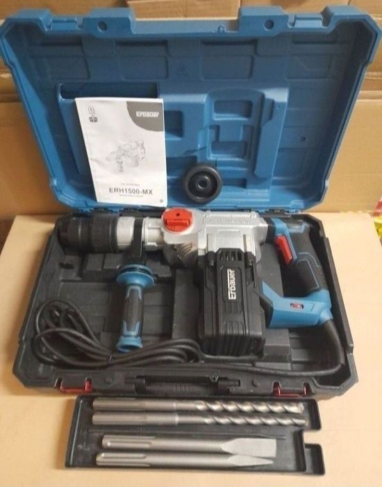 Młotowiertarka Erbauer SDS Max 11J 1500W + Dłuta,  wiertła,  walizka