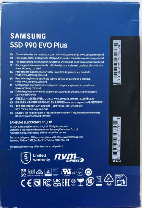 Dysk Samsung SSD 990 EVO plus NVMe 1TB Nowy PS5