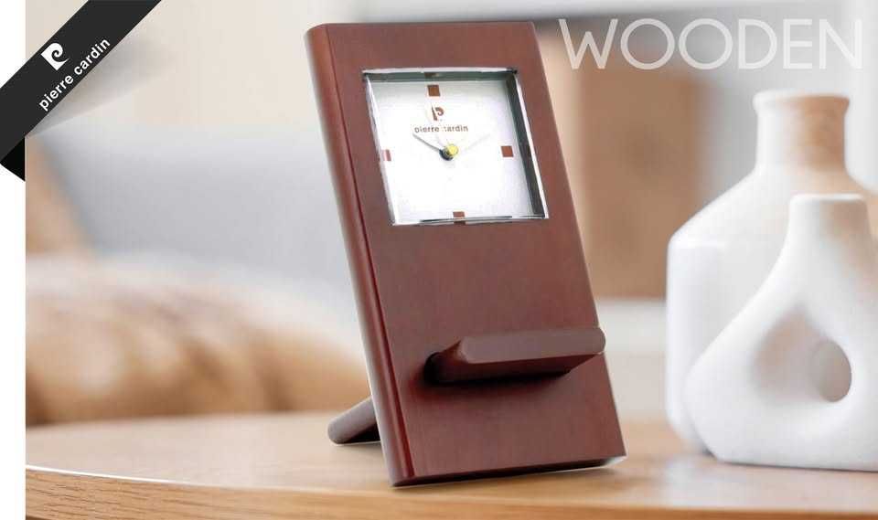Relógio de mesa em madeira Pierre Cardin