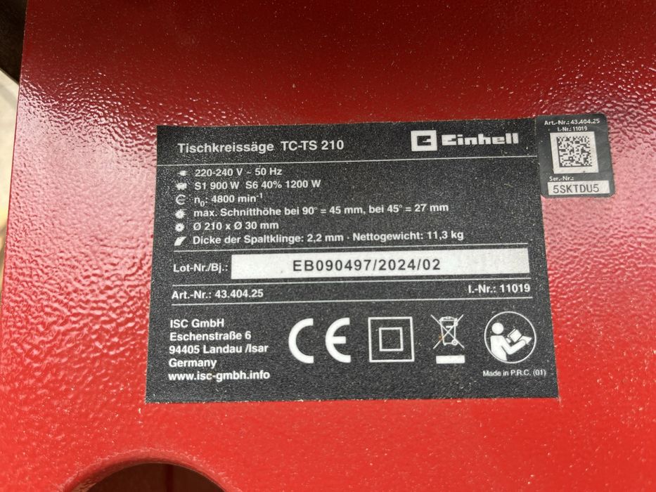 Циркулярна пила (пиляльний стіл) Einhell TC-TS 210
