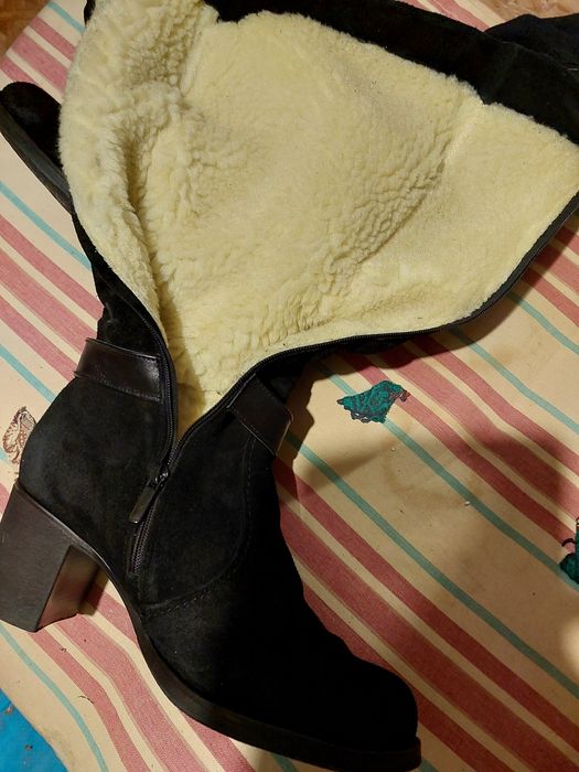 Сапоги замш мех овчины натуральная кожа,зимние