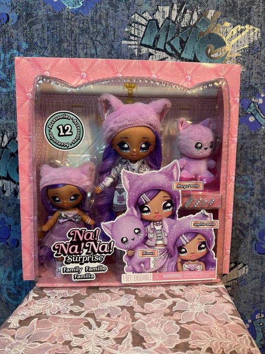 Оригінал Na Na Surprise Lavender Kitty family На сім'я лавандів котів