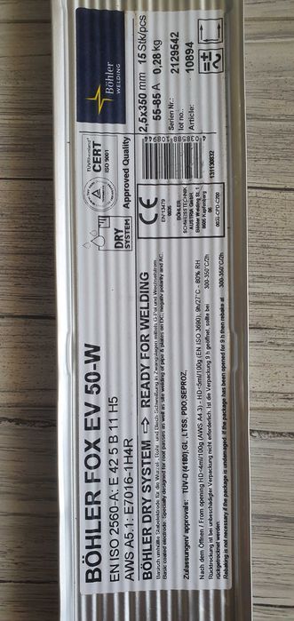 Elektrody spawalnicze bohler fox EV50 - W 2,5 x 350mm