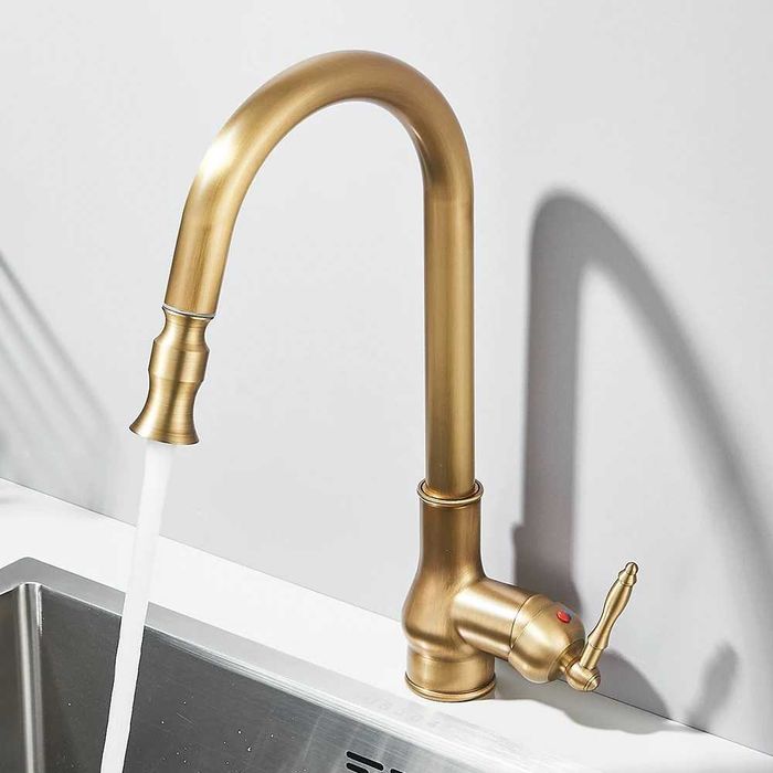 Bateria kuchenna stojąca Retro mosiądz wyciągana wylewka