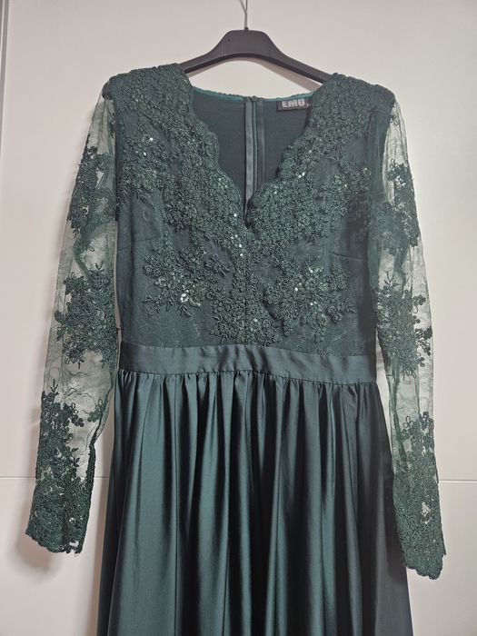 Suknia dluga butelkowa zieleń