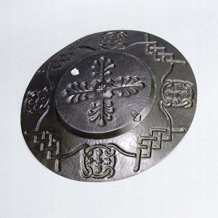 lata 60/70 metalowy naścienny talerz w stylu etno cepelia