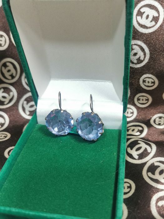 Серебряные серьги с александритом 875 проба