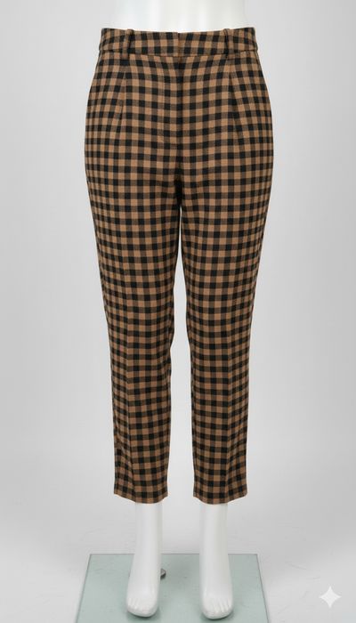 Nasty gal spodnie materiałowe BRĄZOWE W KRATKĘ 34 XS