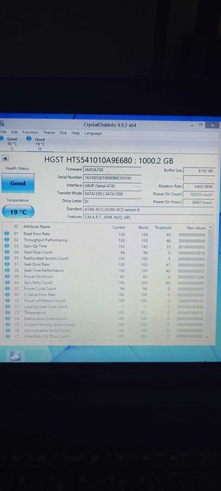 Disco rígido 1tb hgst 2.5 sata