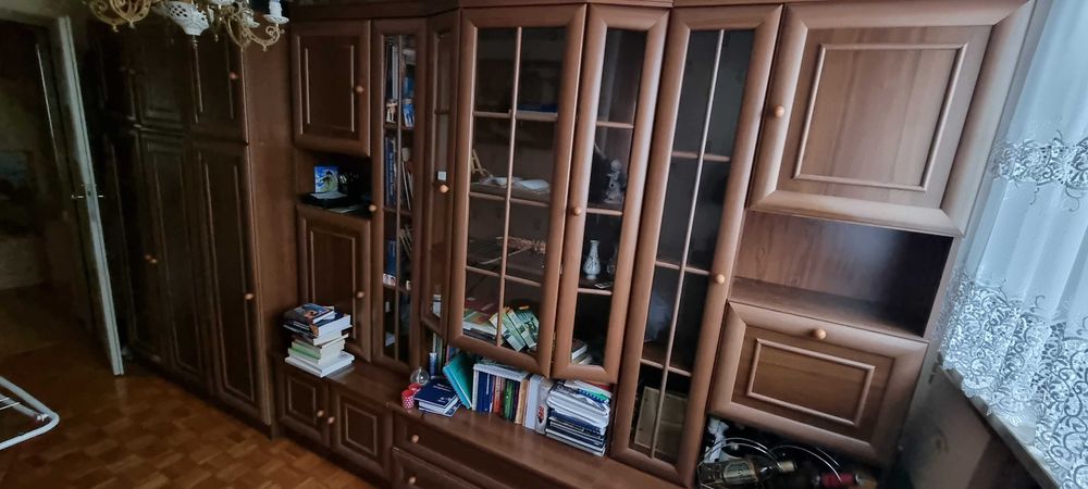 Meble pokojowe, meblościanka MARK, ciemny orzech