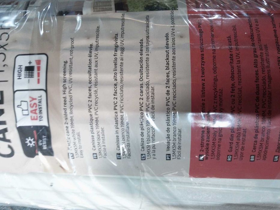 Vedação Caniço em PVC 1.5x5 m 19 mm branco Naterial