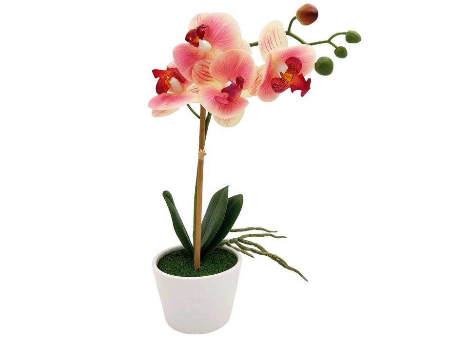 Storczyk sztuczny różowy orchidea w doniczce kompozycja kwiat 35cm