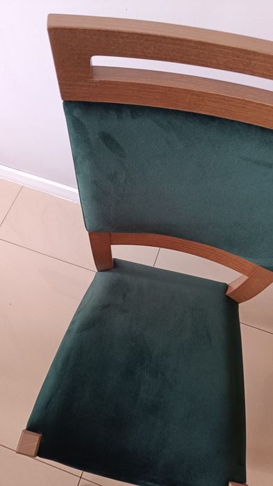 Do negocjacji jak nowy komplet BRW stół Gent i krzesła dąb starling welurowe 160/200/240x90 meble do salonu jadalni kuchni  butelkowa zieleń