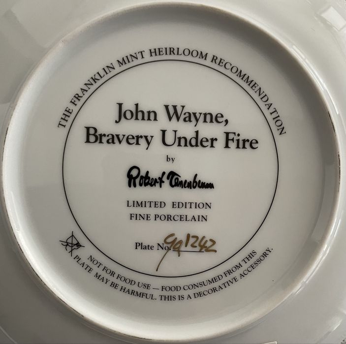Talerz Kolekcjonerski Franklin Mint John Wayne „Bravery Under Fire” li