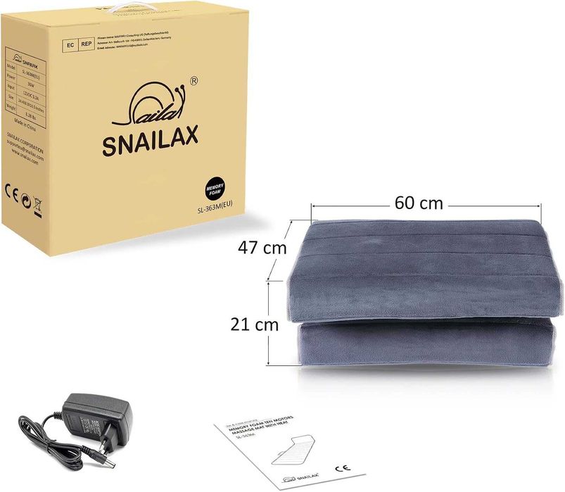 Snailax mata do masażu z pianki z funkcją podgrzewania i wibracjami SL-363M