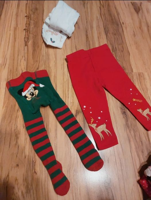 Świąteczna paka ubrań dla dziewczynki ubranka na święta body legginsy