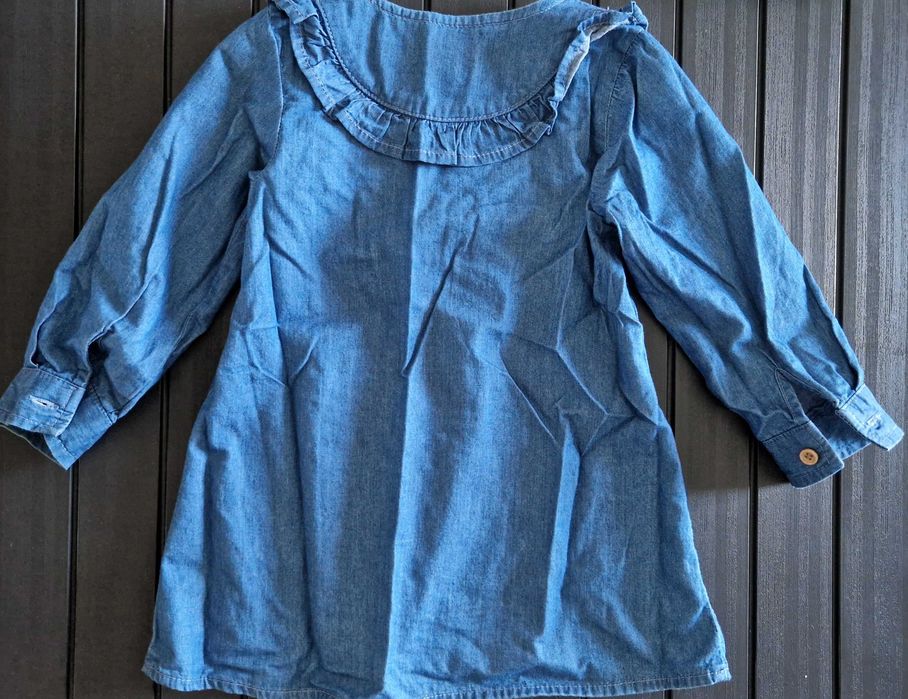 Vestido de ganga de Menina Tamanho 12/18 Meses