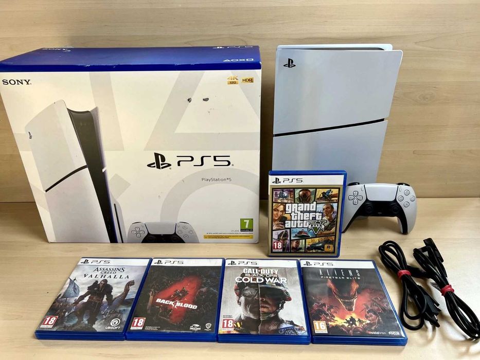 Konsola Playstation 5 Slim 1tb z napędem i 5 grami