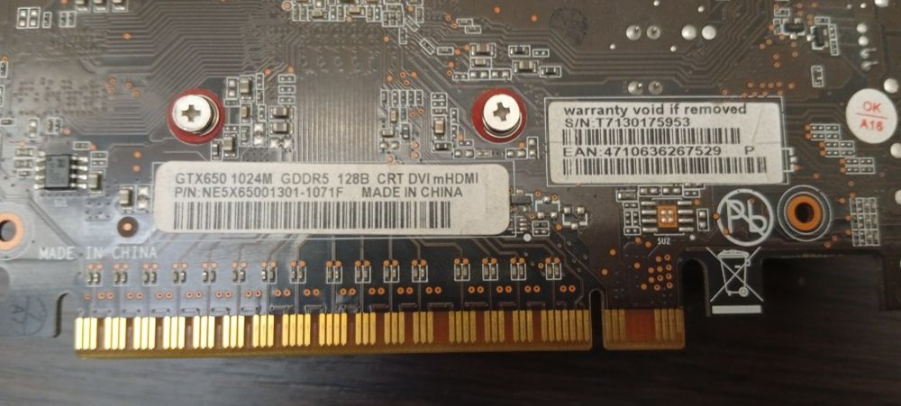 Видеокарта  GTX650 1024 Palit