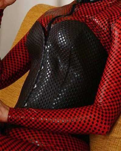Kombinezon przebranie halloween catsuit winyl latex z zamkami