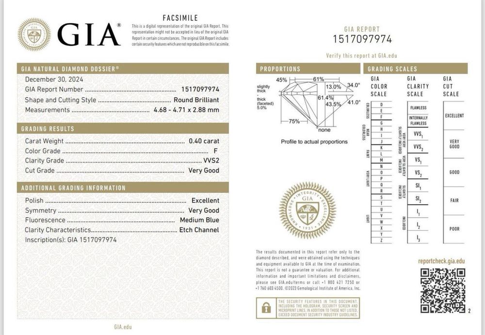 Сережки пусети з діамантами GIA 0.80 ct  Біле золото