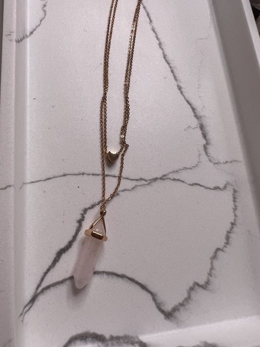 Naszyjnik podwójny serduszko i kamień