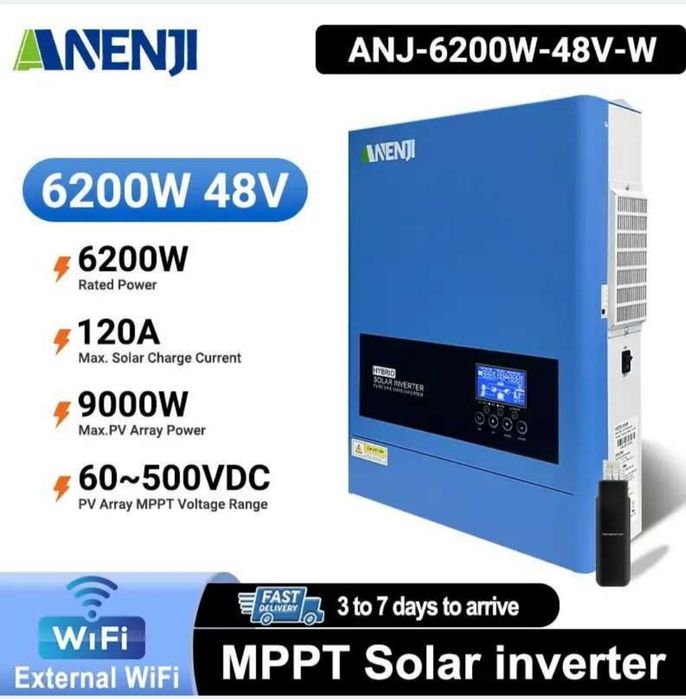 Гібридний інвертор ANENJI 6,2 квт,ANJ-6200W-48V-W Оновлена модель 2026 року