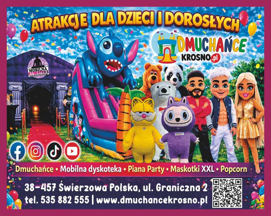 WYNAJEM DMUCHAŃCÓW - Krosno, Jasło, Sanok, Dukla, Jedlicze, Bieszczady