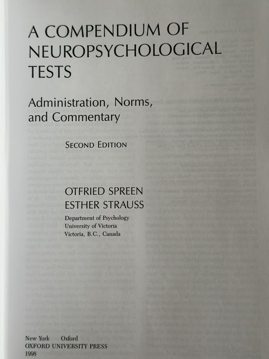 A Compendium of Neuropsychological tests