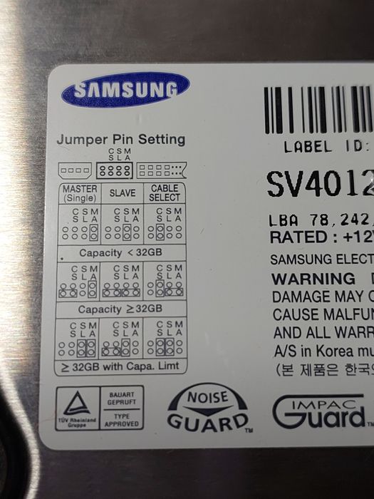 Samsung jumper pin setting SV4012H