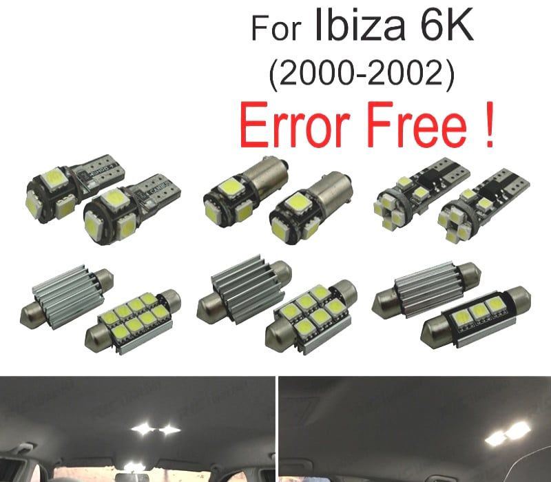 KIT COMPLETO 7 LAMPADAS LED INTERIOR PARA SEAT IBIZA 3 MK III 6 K 00-02
