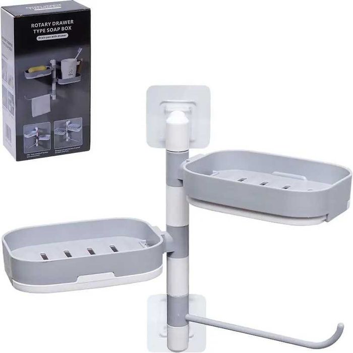 Навесная настенная вращающаяся полка для ванной мыльница со сливом