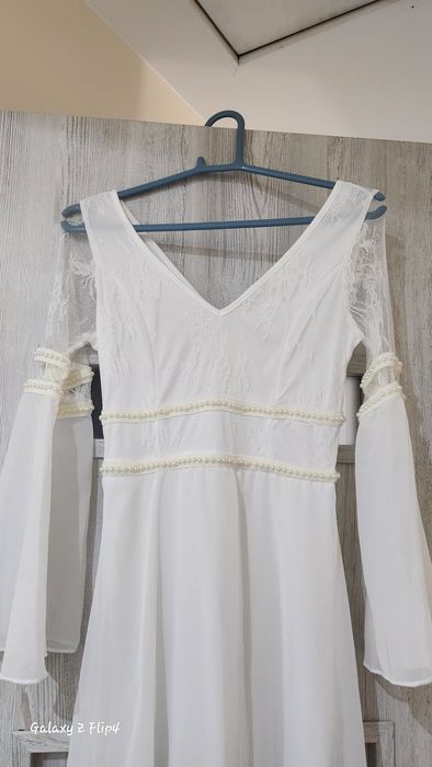 Suknia ślubna balowa rozmiar "S" i "M" Seksowna biała elegancka dekolt