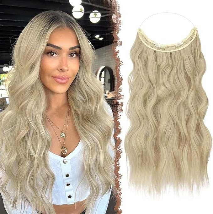 Dopinka do Włosów FESHFEN 40 cm na Żyłce Popielaty Blond