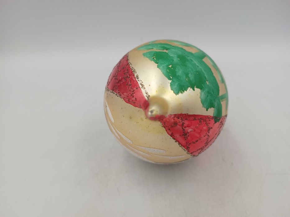 Duża bombka na choinkę z PRL ręcznie malowana stare ozdoby choinkowe
