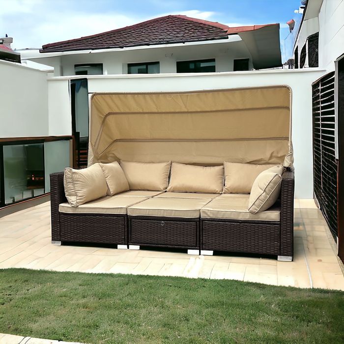 Nowe Meble ogrodowe NAROŻNIK Taras komplet technorattan LEŻANKA 6 el