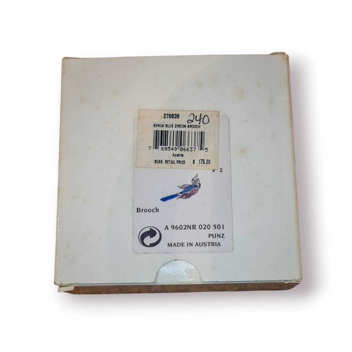 Broche Swarovski “Benua Blue Zircon”– Coleção Paradise(2002)– c/ Caixa