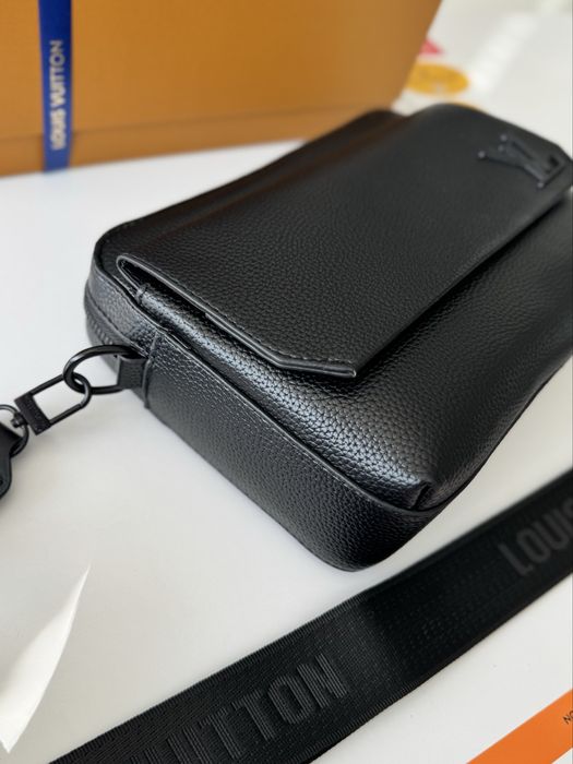 Сумка Louis Vuitton Fastline, чоловіча чорна шкіряна сумка, месенджер через плече, фастлайн луі вітон
