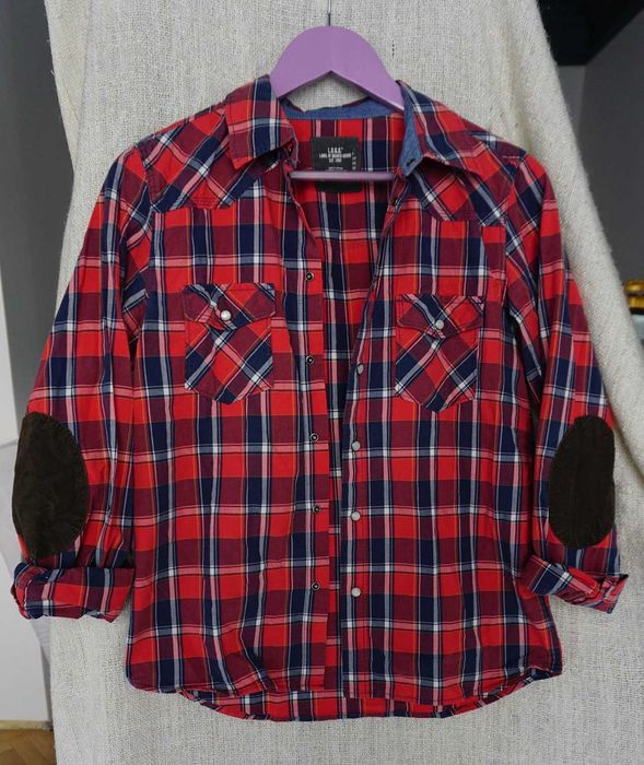 Koszula w kratę damska czerwona H&M 38 M bawełniana 2KY drwal