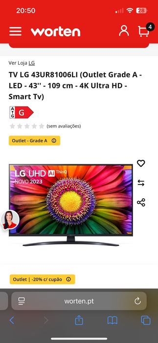 Tv LG smart 43 polegadas