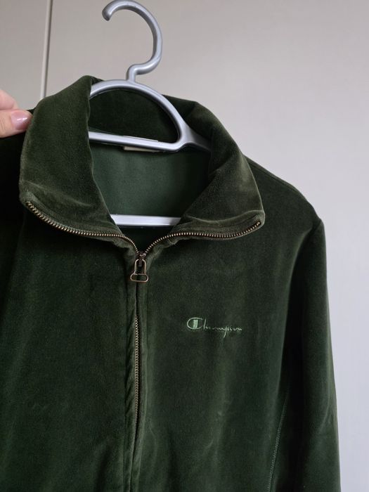 Champion bluza welurowa rozpinana zielona S  frotte