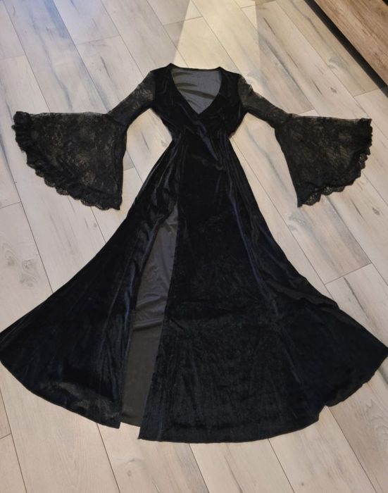 Nowa długa czarna gotycka sukienka szerokie rękawy  Alternativ